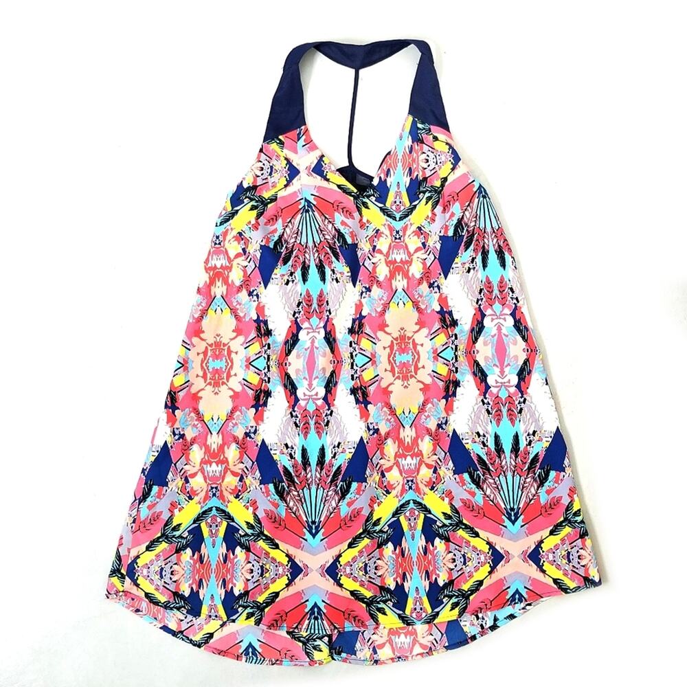 Adelyn Rae Feather Sleeveless Swing Dress Small